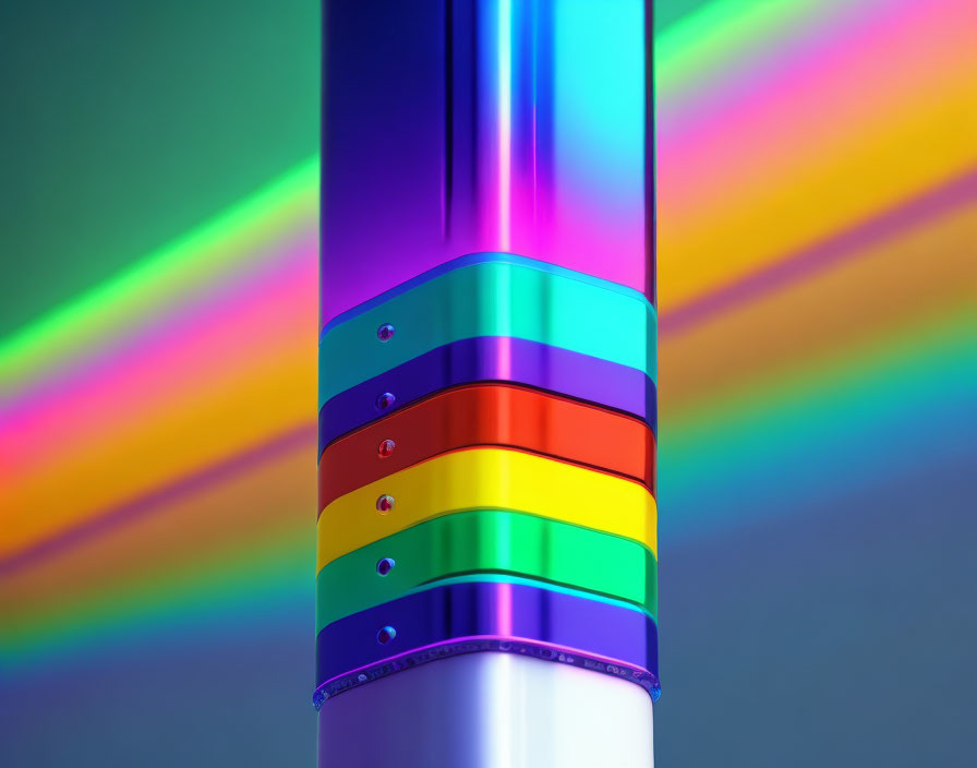 Colorful Bands Reflecting Vivid Light Rays on Gradient Background