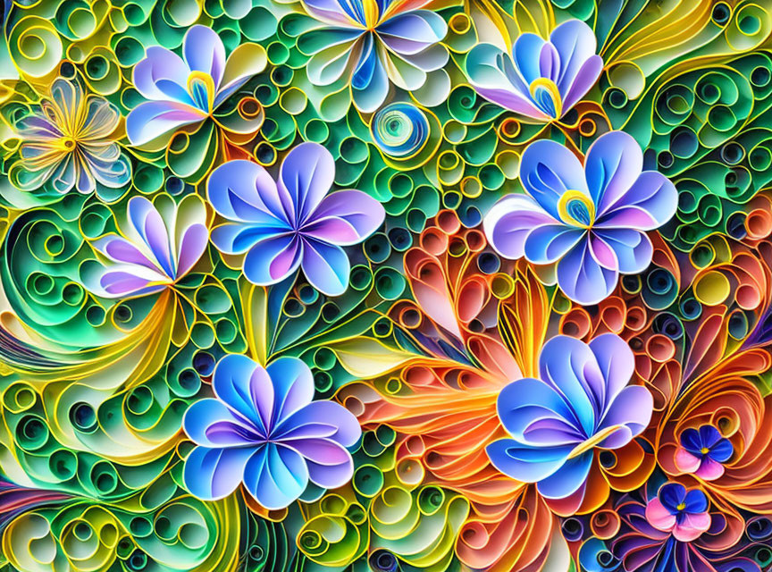 Colorful Quilled Paper Art: Intricate Flowers & Swirling Patterns