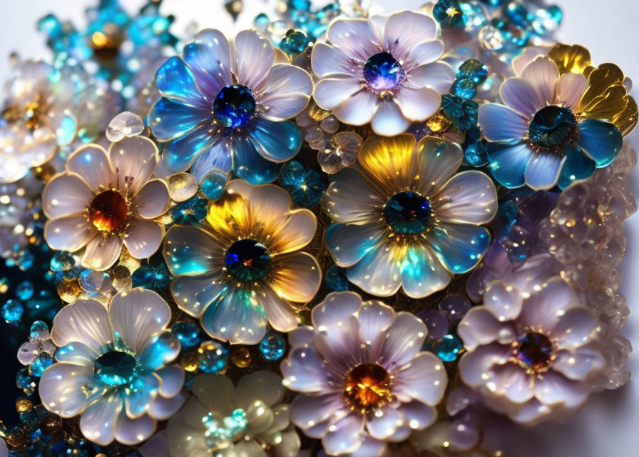 Multicolored Floral Beads Arranged in Bed of Flowers