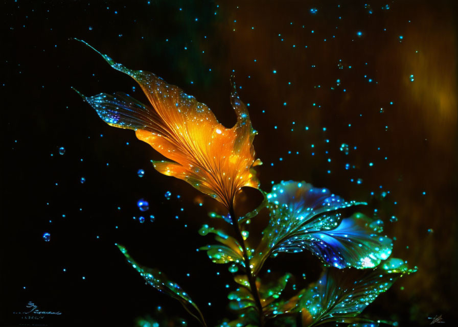 Luminous translucent flowers in vibrant digital artwork