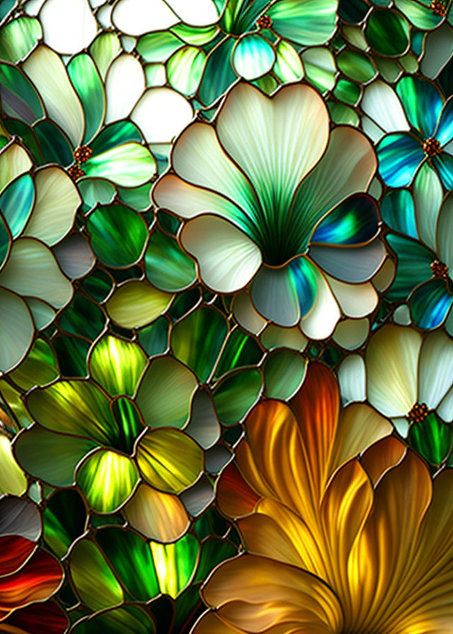 Colorful Translucent Flower Stained Glass Artwork