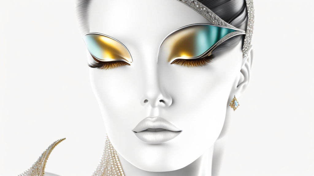 Stylized female portrait with futuristic sunglasses & sleek hairstyle