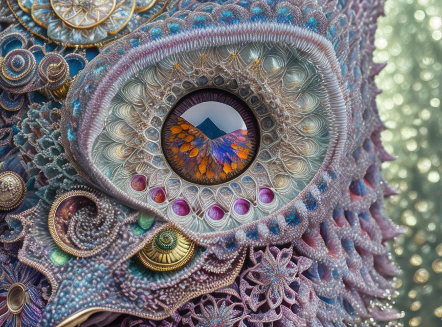 Colorful close-up artwork featuring central eye motif