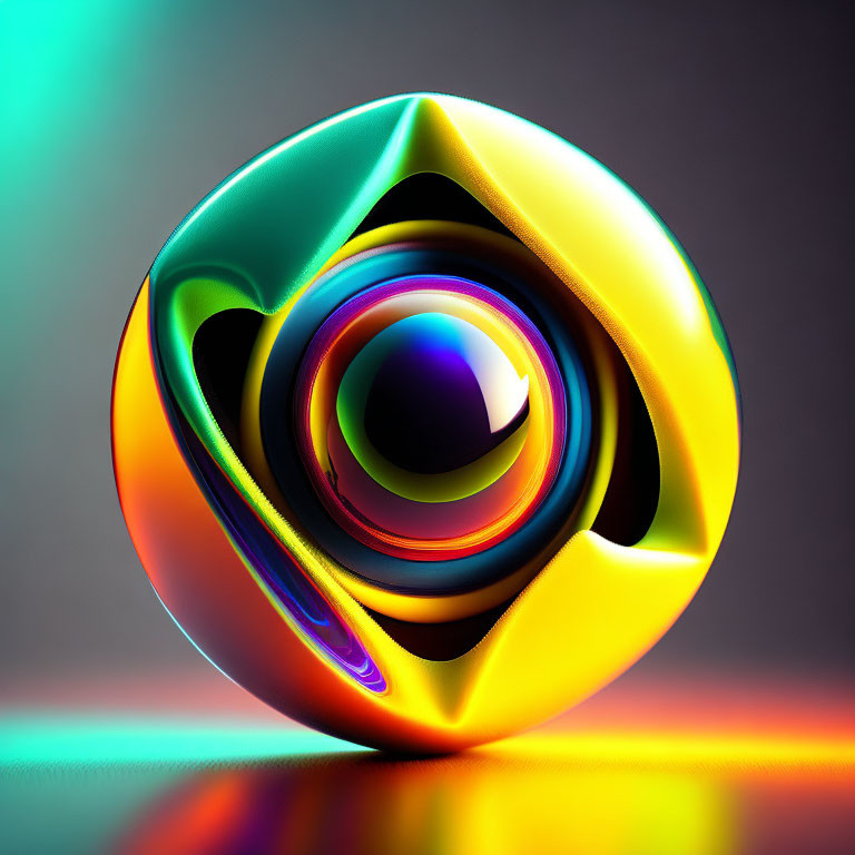 Multicolored abstract object with concentric layers on gradient background