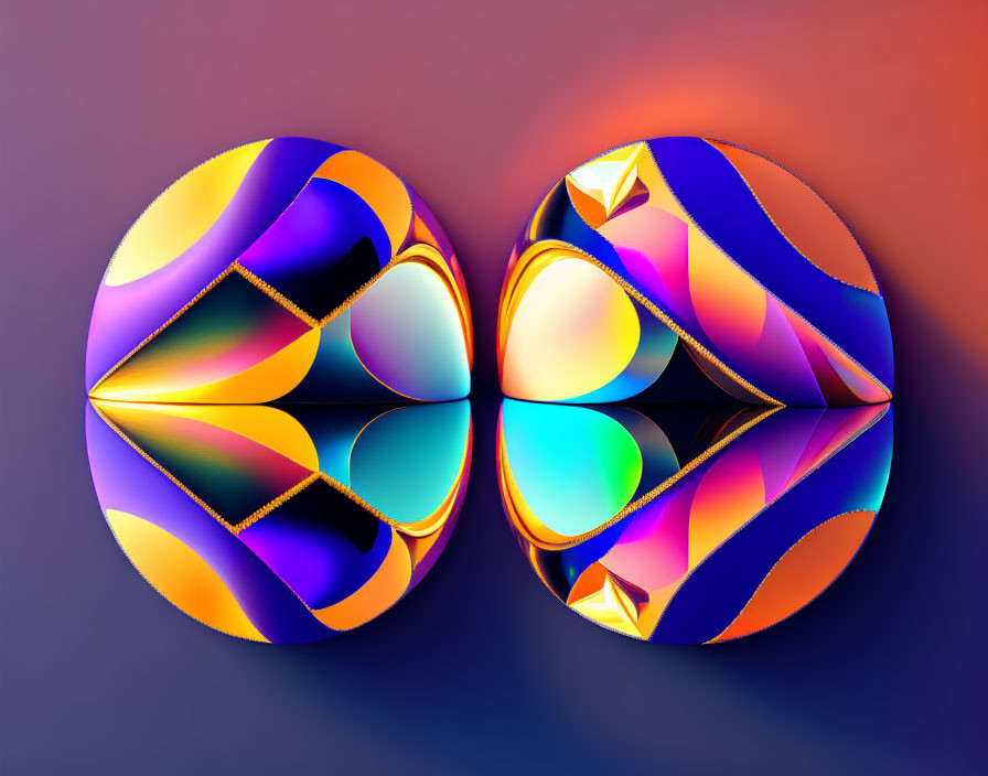 Multicolored spheres with golden edges on gradient background