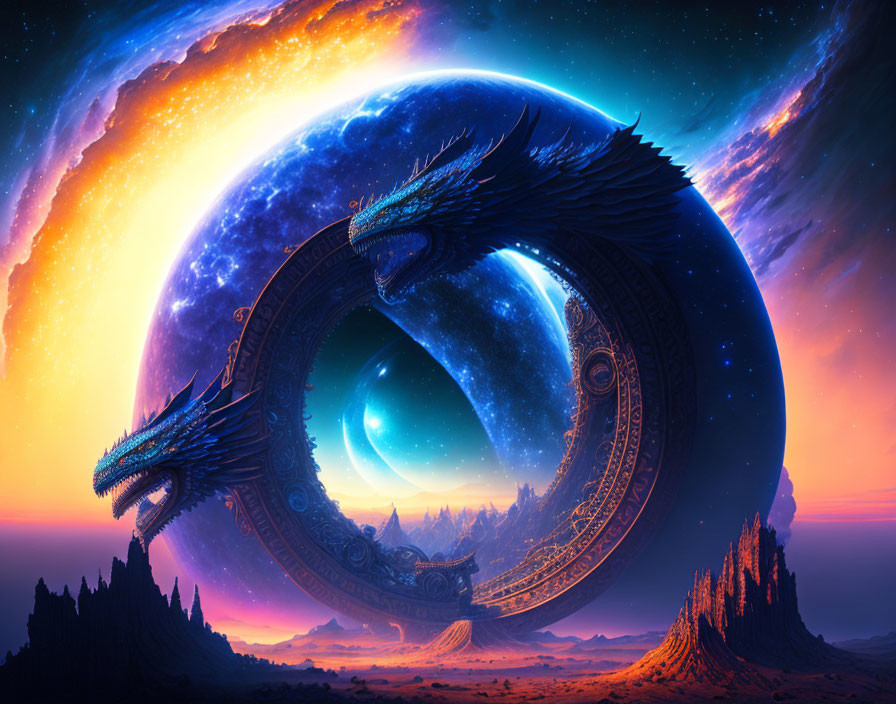 Tiamat, nighttime, milky way, round gate to Heaven