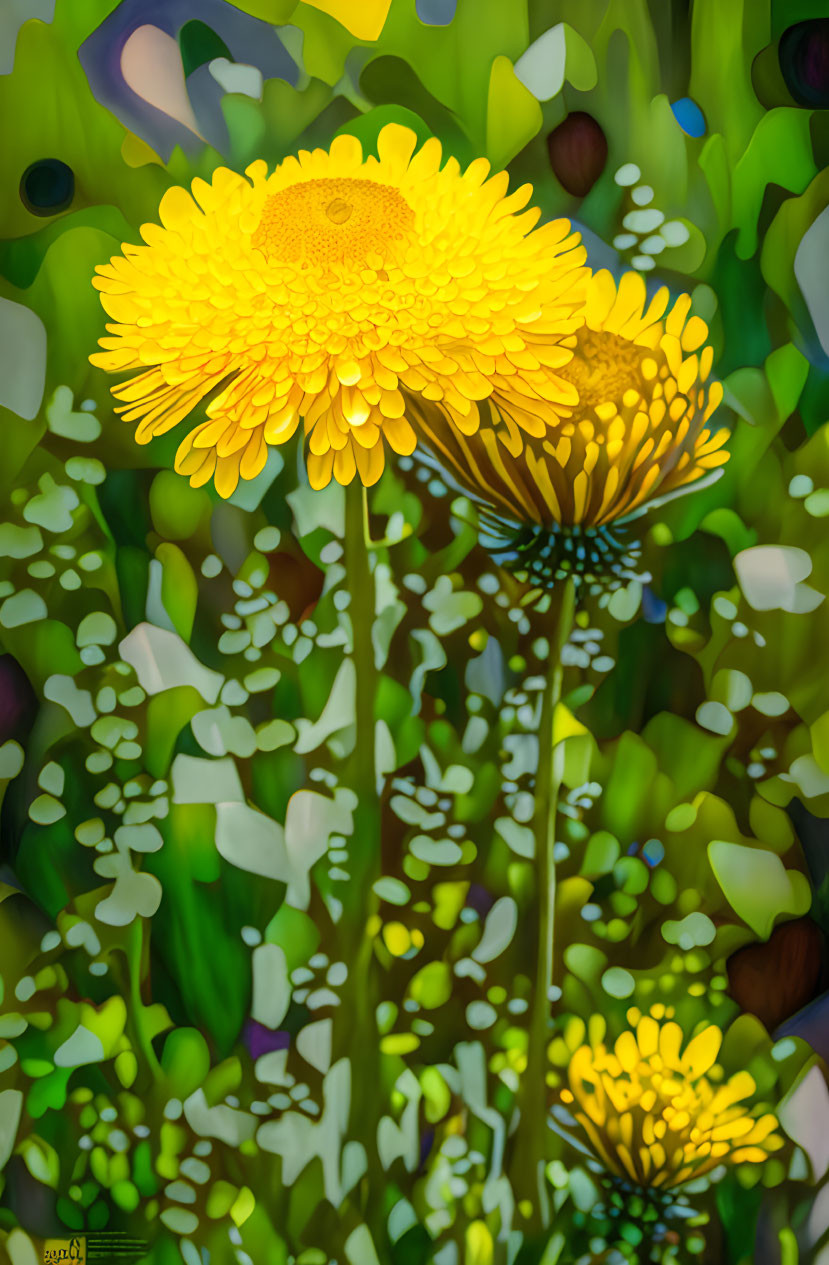 Vibrant Yellow Flowers Against Blurred Green Background