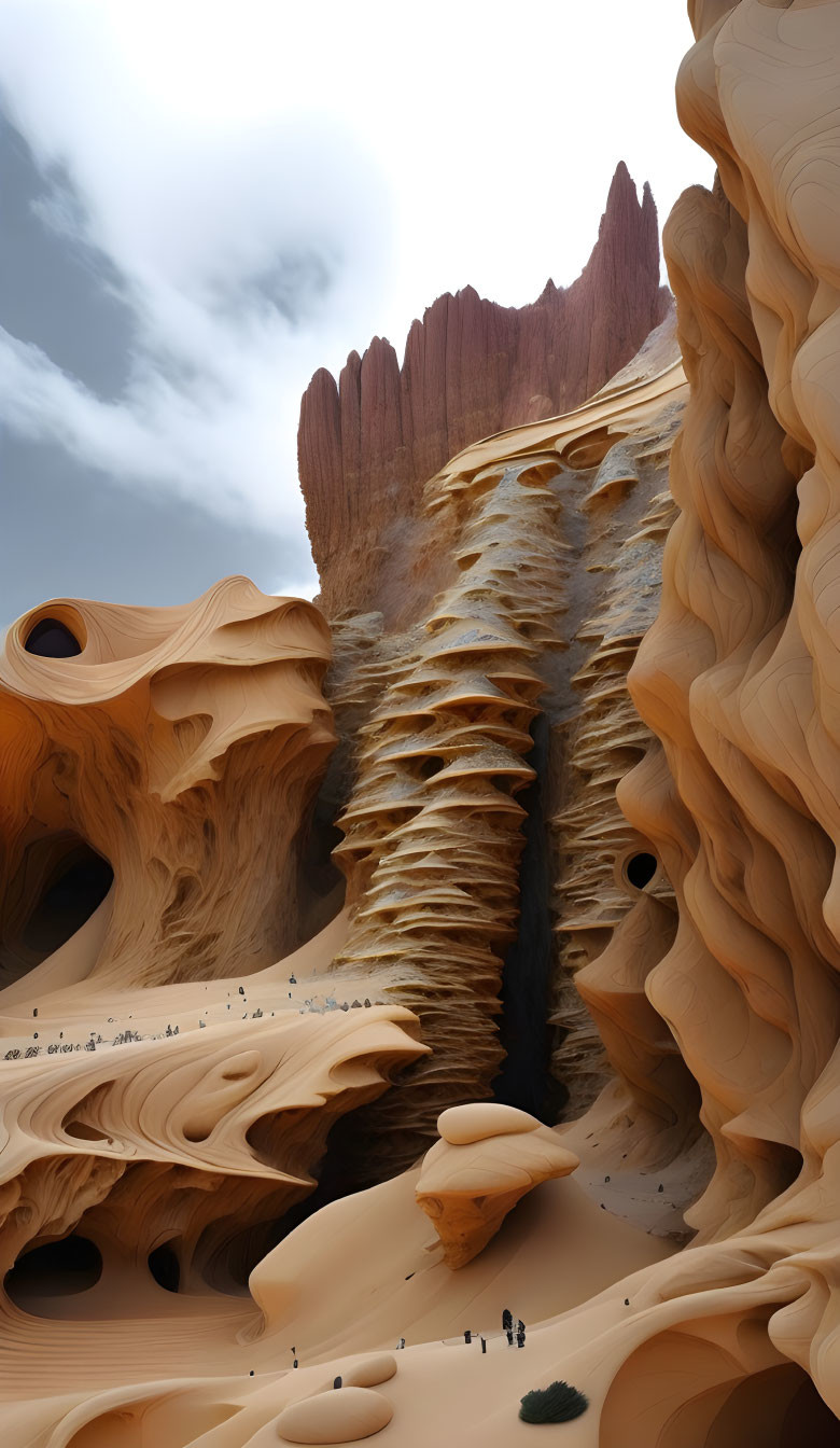 Majestic sandstone formations in surreal landscape