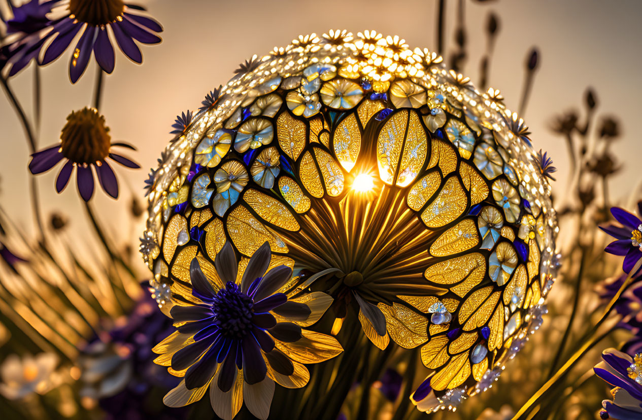 Sunset Wildflowers Reflecting in Crystal Ball