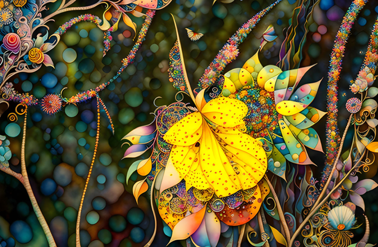 Colorful Abstract Artwork: Fantasy Garden with Floral Patterns