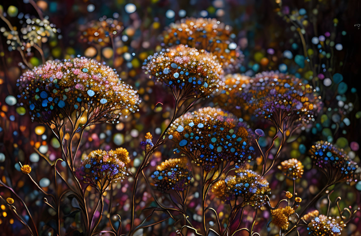 Vibrant illuminated flowers in dreamlike digital artwork