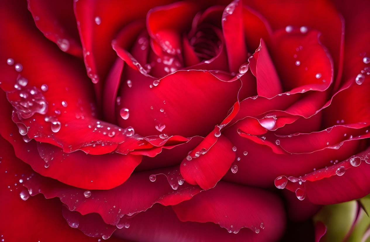 Vibrant red rose with water droplets showcasing natural beauty