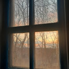 Decorative window frames sunset, warm light reflection like starry night.