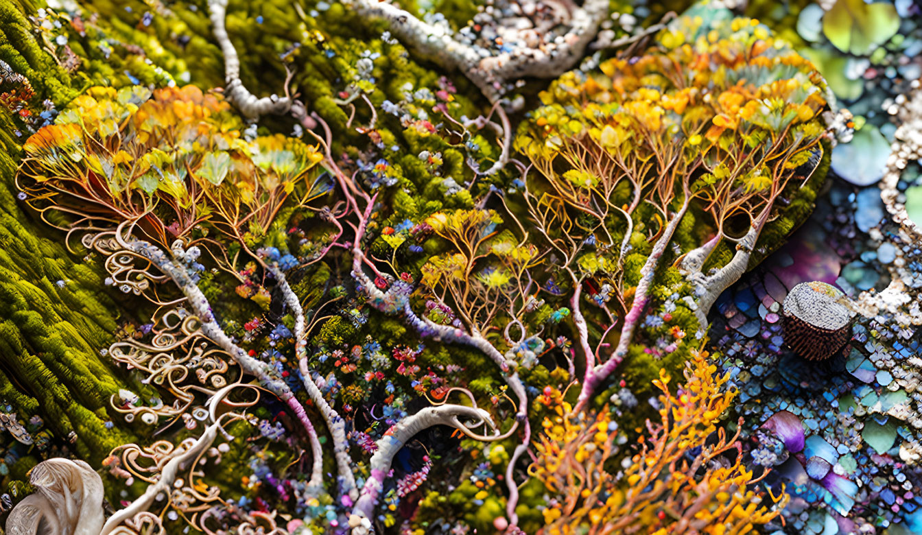 Colorful Coral Reef Close-Up with Diverse Marine Life