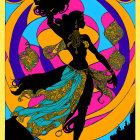 Colorful Psychedelic Silhouette Artwork with Flowing Hair