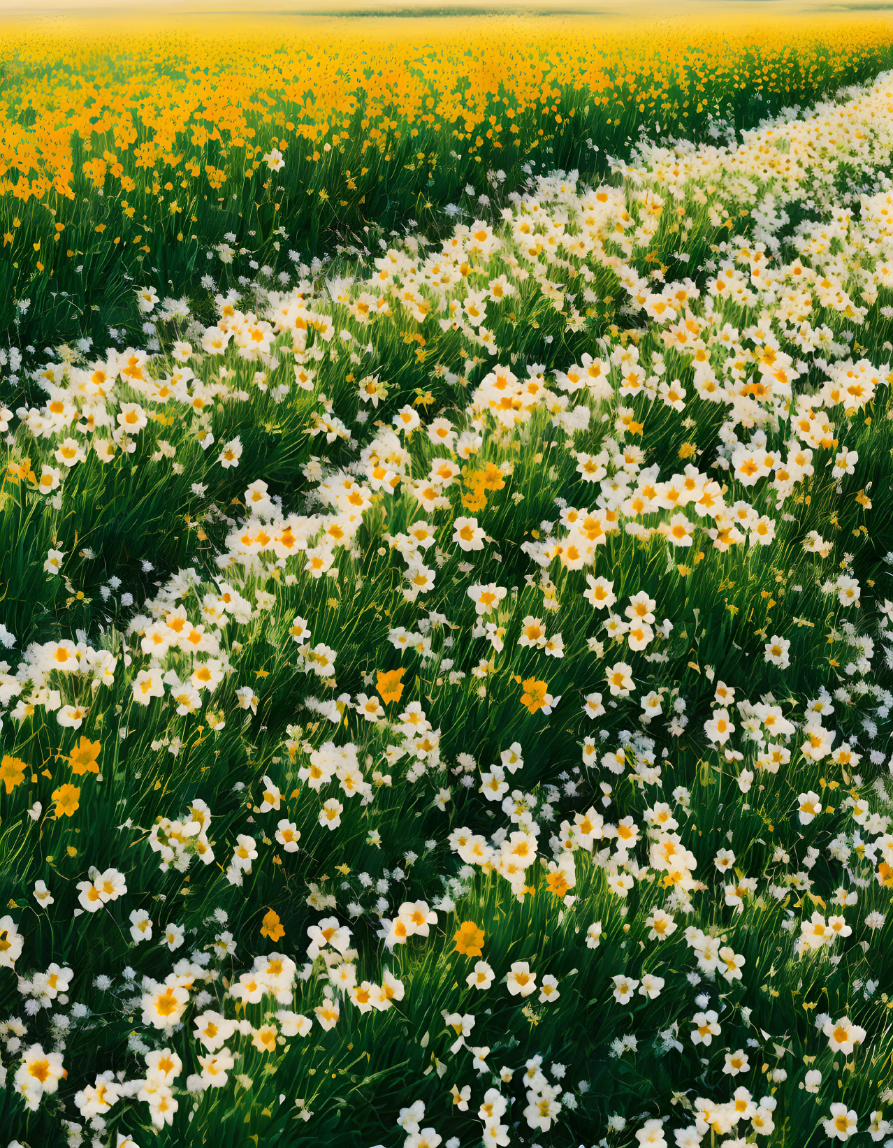 Bright Yellow and White Flower Field under Clear Blue Sky