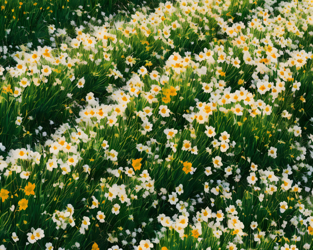 Bright Yellow and White Flower Field under Clear Blue Sky