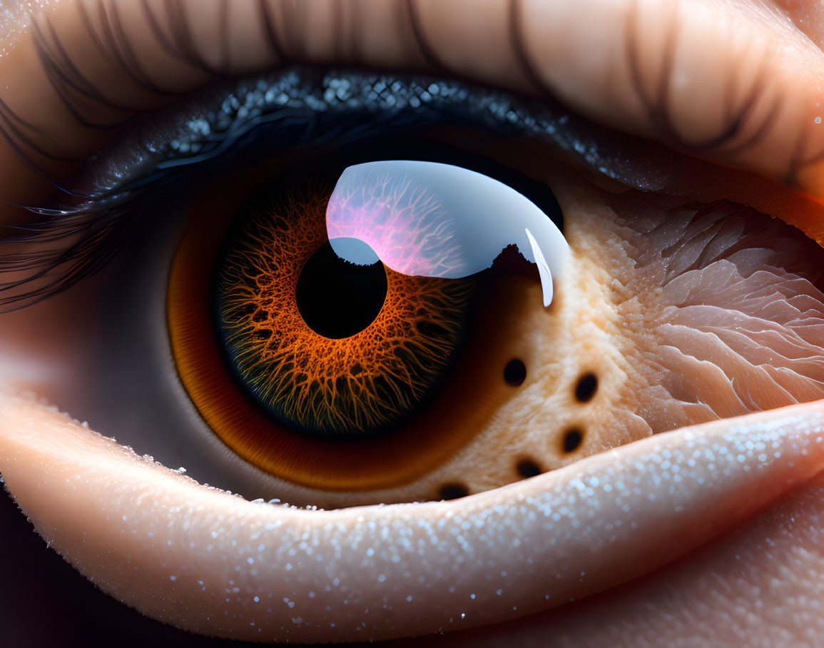 Detailed Close-Up of Human Eye Textures and Reflection