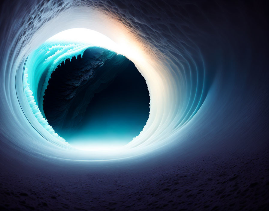 Swirling blue vortex resembling an icy tunnel