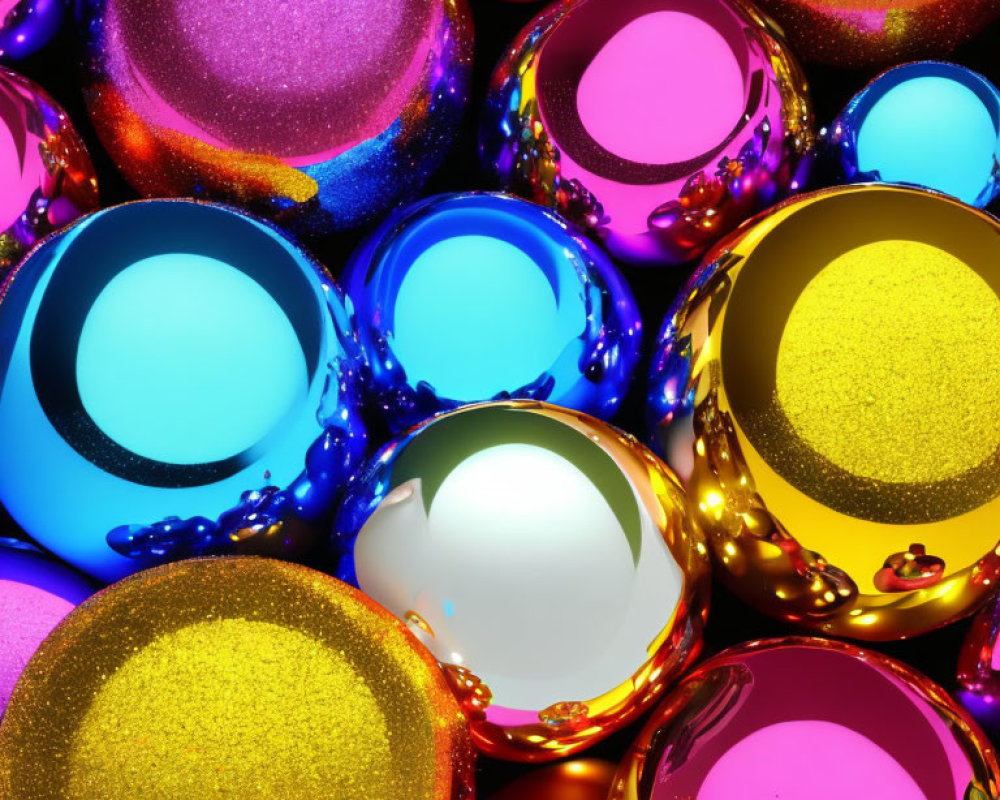 Shiny Multicolored Spheres Reflecting Light