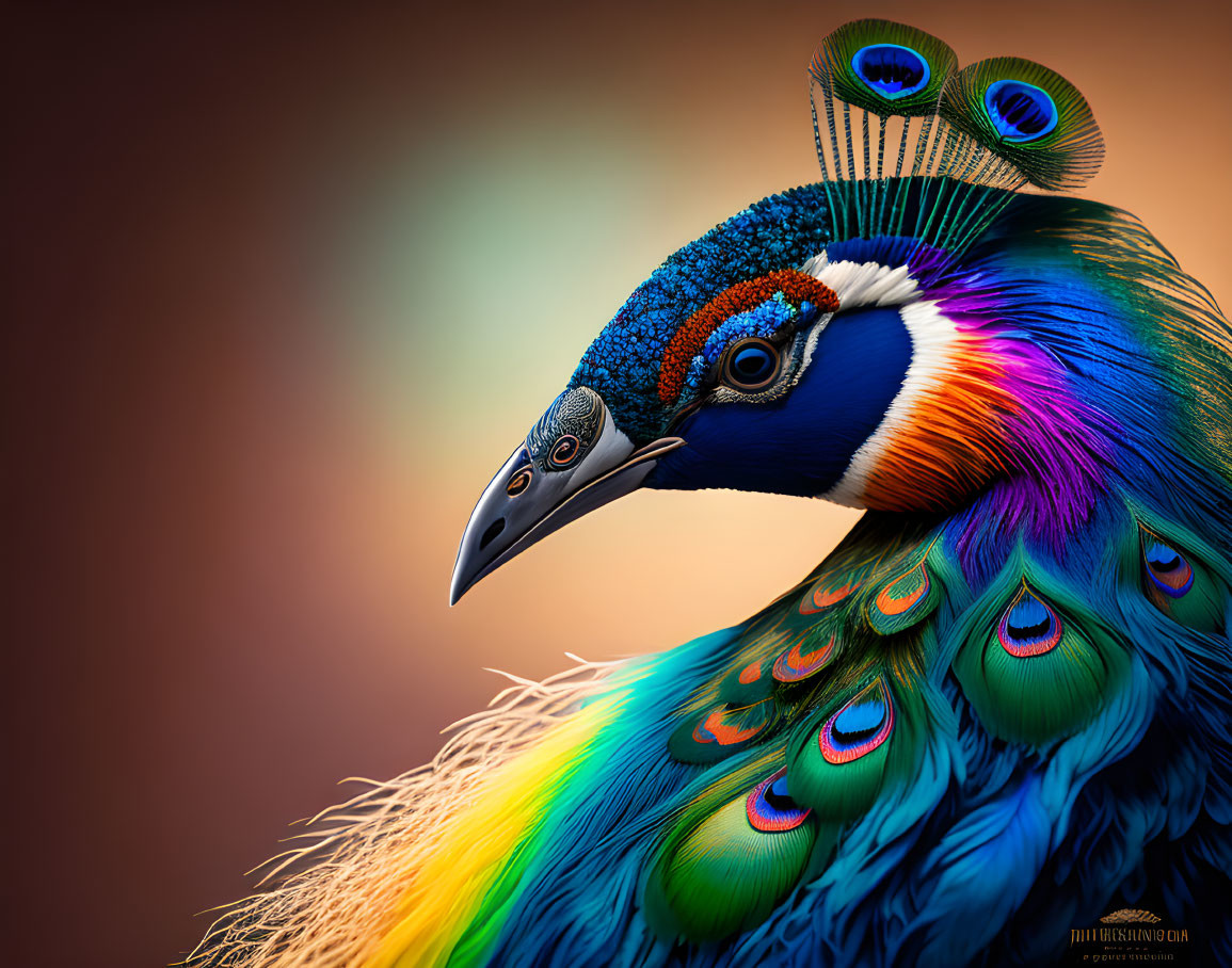 Colorful Close-Up of Vibrant Peacock Plumage