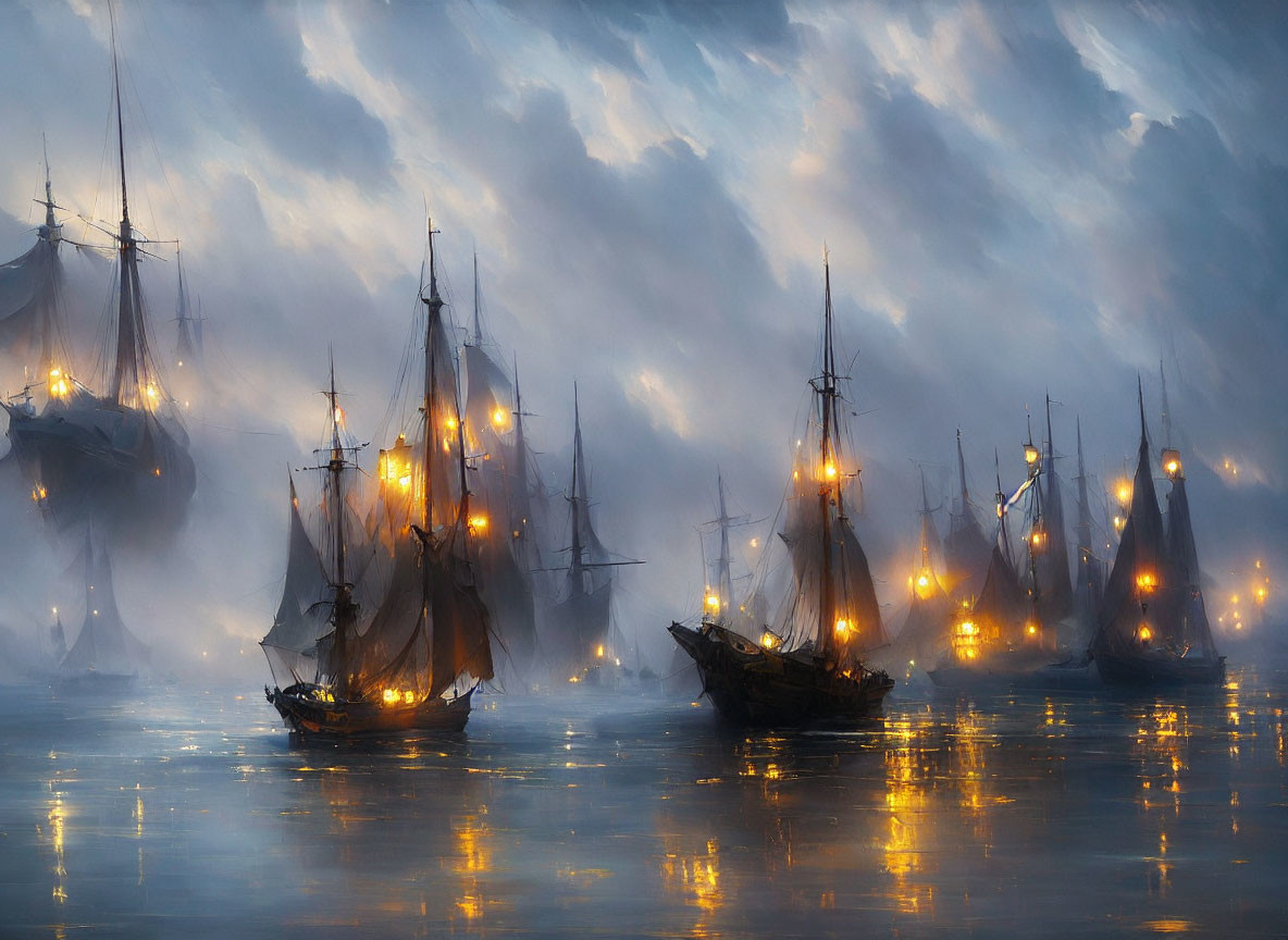 fog memory, sunlight on large looming sails