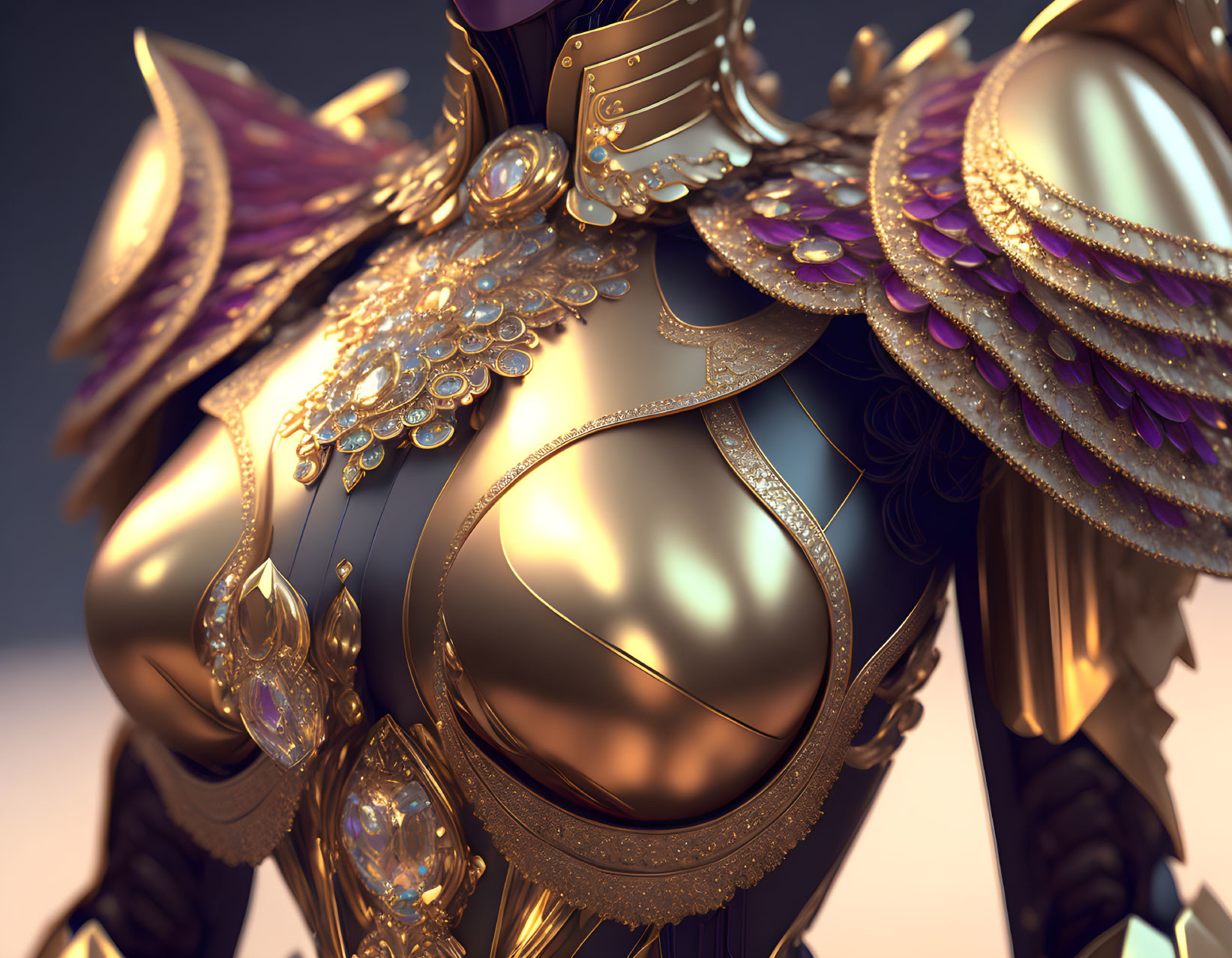 Intricate Golden Armor with Gemstone Embellishments