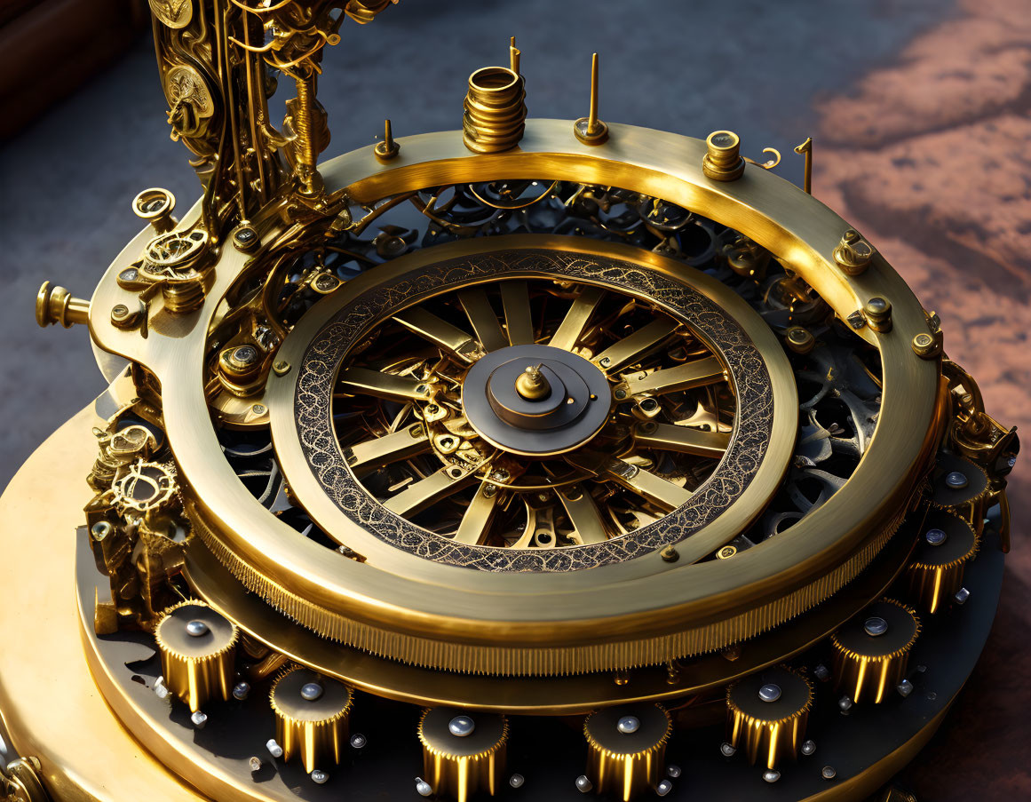 Intricate Golden Steampunk Mechanical Device with Gears and Ornate Detailing