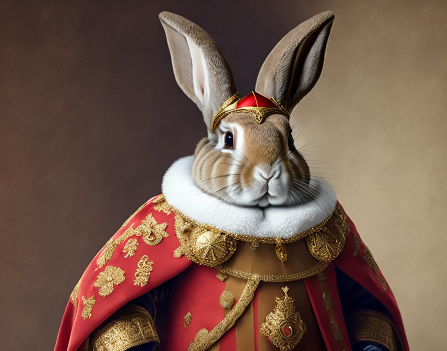 Rabbit in Renaissance attire with human-like features