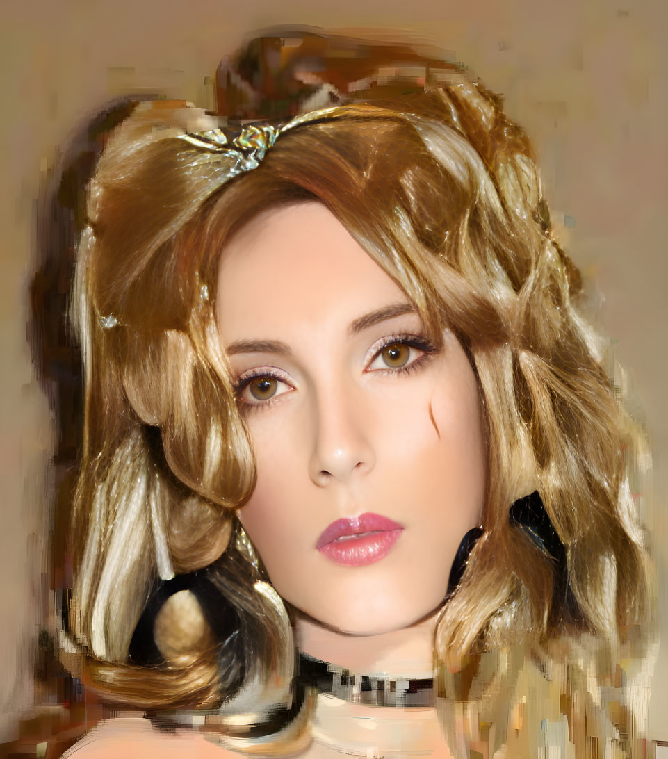 Blonde Woman Portrait with Headband and Earrings