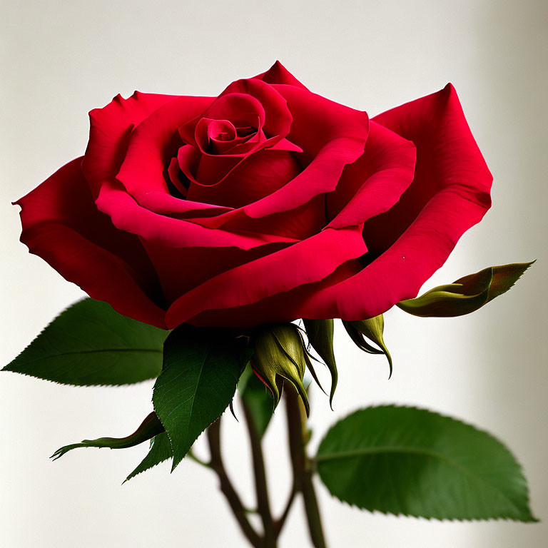 Red Rose with Layered Petals on Light Background