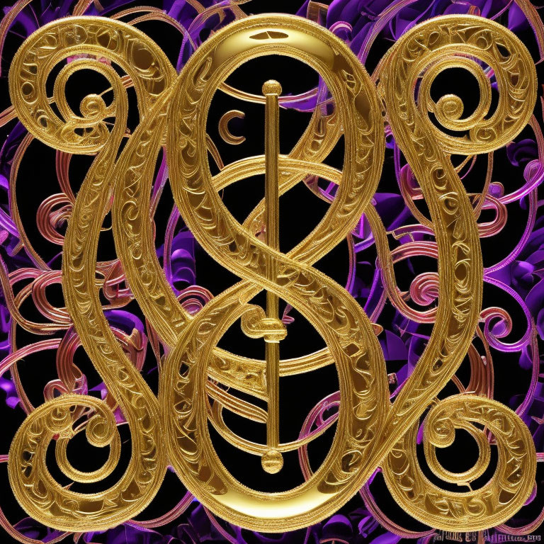 Ornate Golden Swirling Patterns on Dark Background