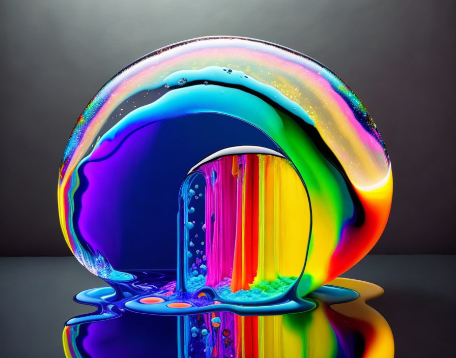 Vibrant Rainbow Wave Sculpture on Dark Background