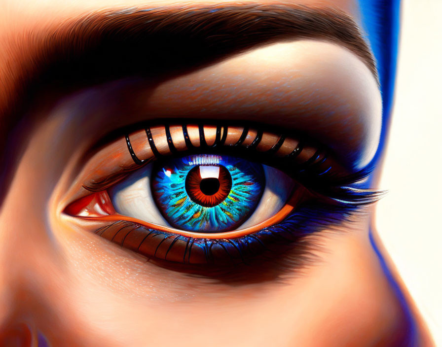 Detailed Human Eye Illustration with Striking Blue Iris