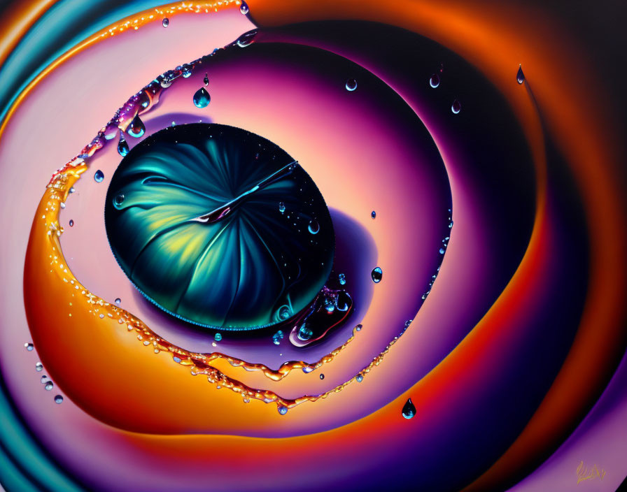 Colorful Abstract Artwork: Swirling Oranges, Purples, and Blues