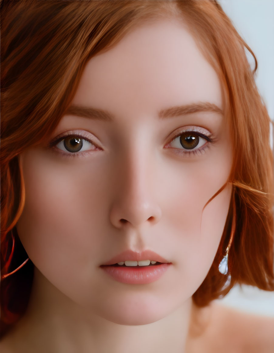 Portrait of person with pale skin, auburn hair, and light brown eyes.