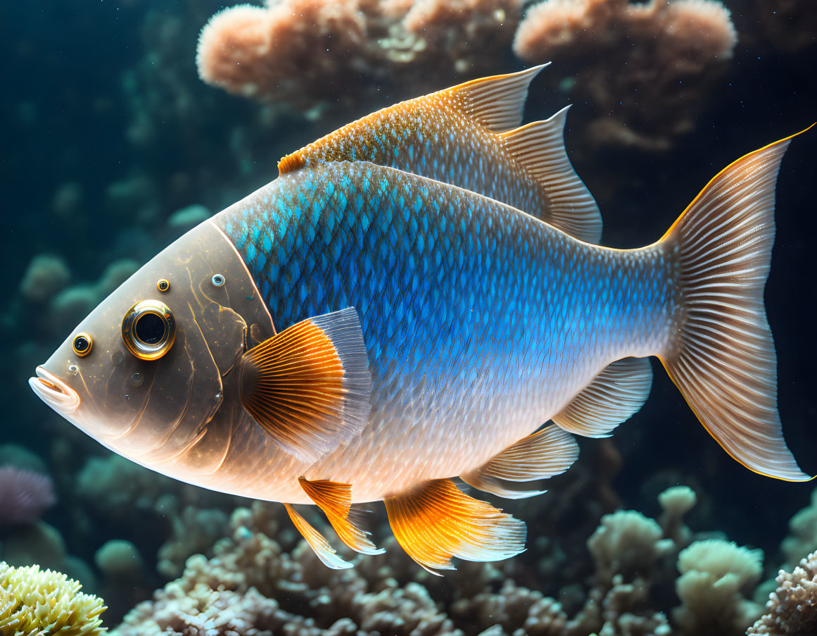 Colorful Fish Swimming in Coral Reef Environment