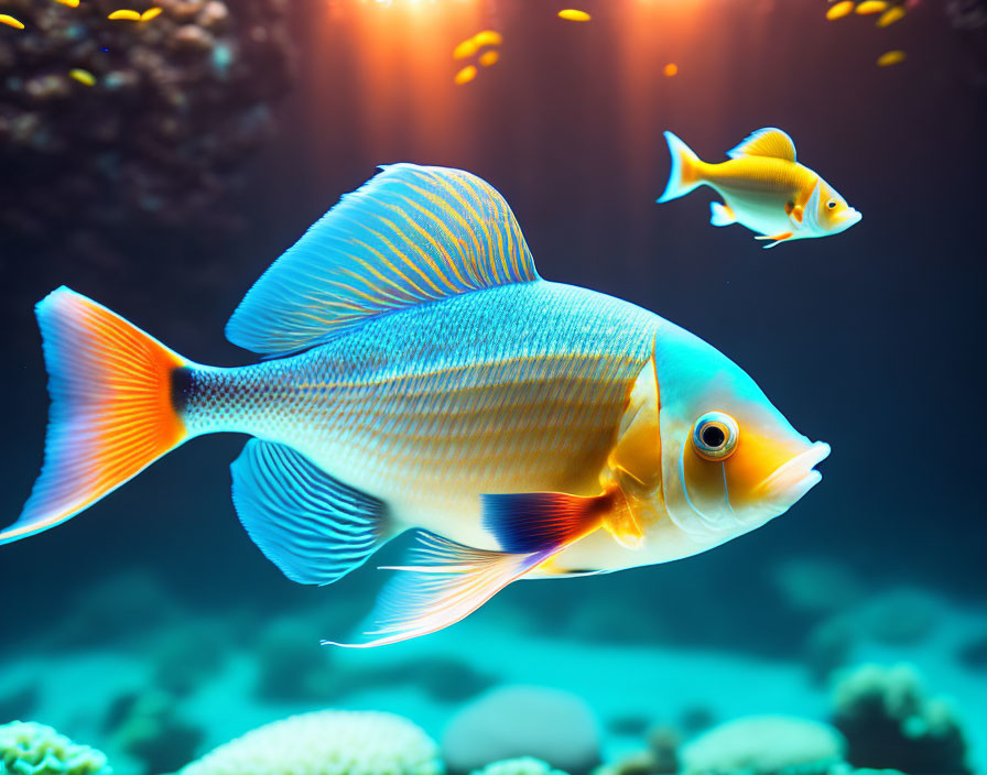 Colorful Tropical Fish Swimming Among Corals in Aquarium