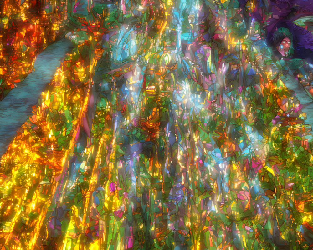 Vivid Abstract Image with Shimmering Mosaic-Like Colors