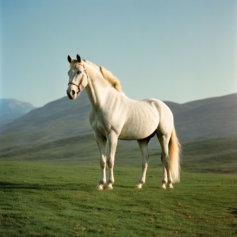 Majestic White Horse in Serene Landscape