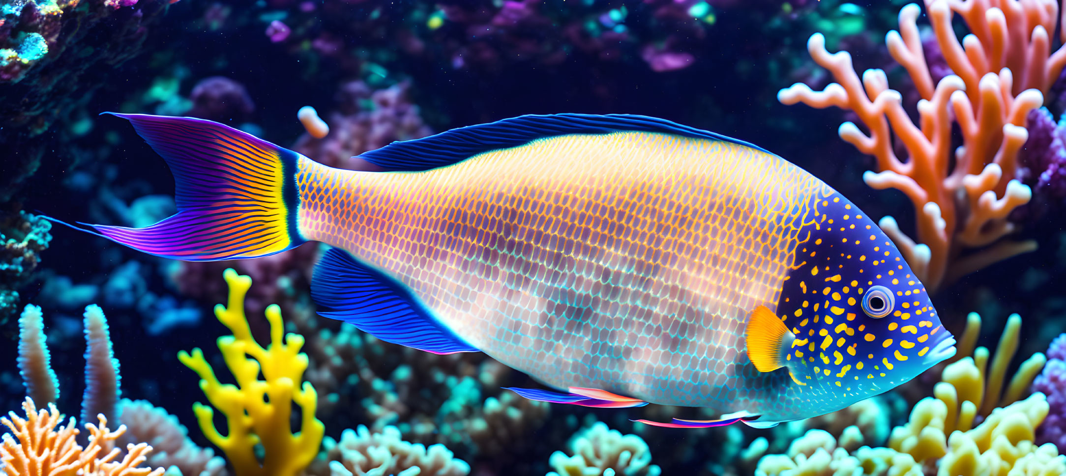 Colorful Tropical Fish Swimming Near Vibrant Coral Reefs