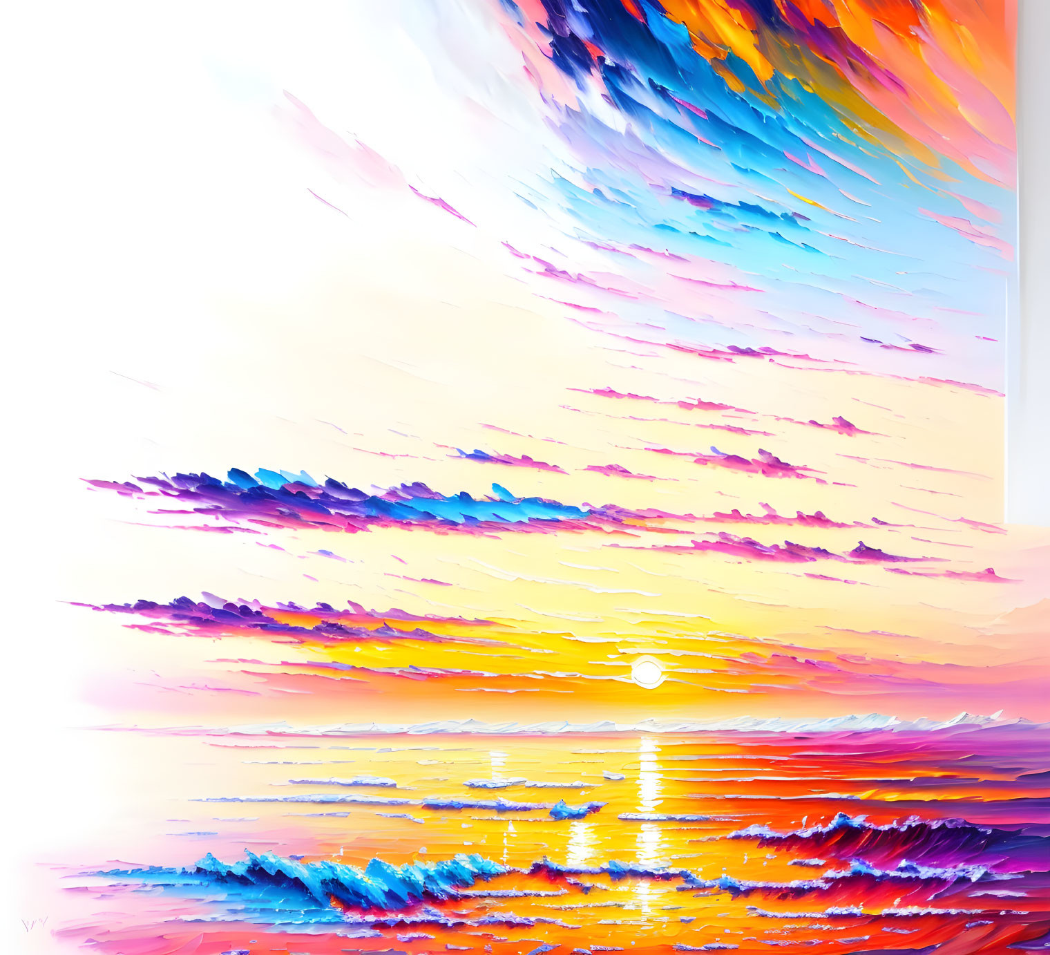 Colorful Abstract Painting of Sunset Reflections