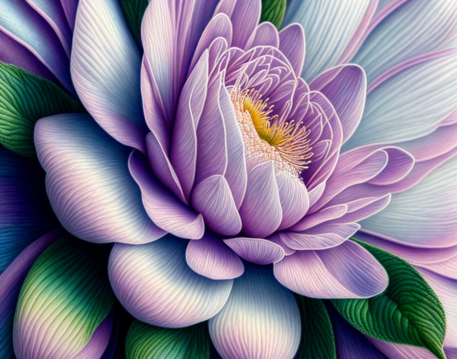 Detailed Digital Illustration of Purple and White Flower Petals