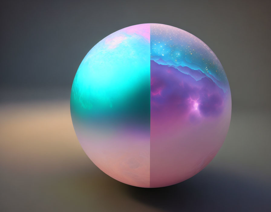 Vibrant Cosmic Sphere with Pink, Blue, and Purple Gradient