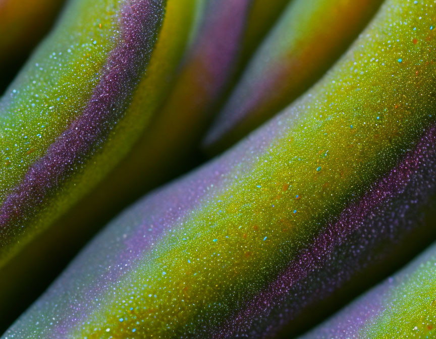 Succulent leaves with green to purple gradient and water droplets