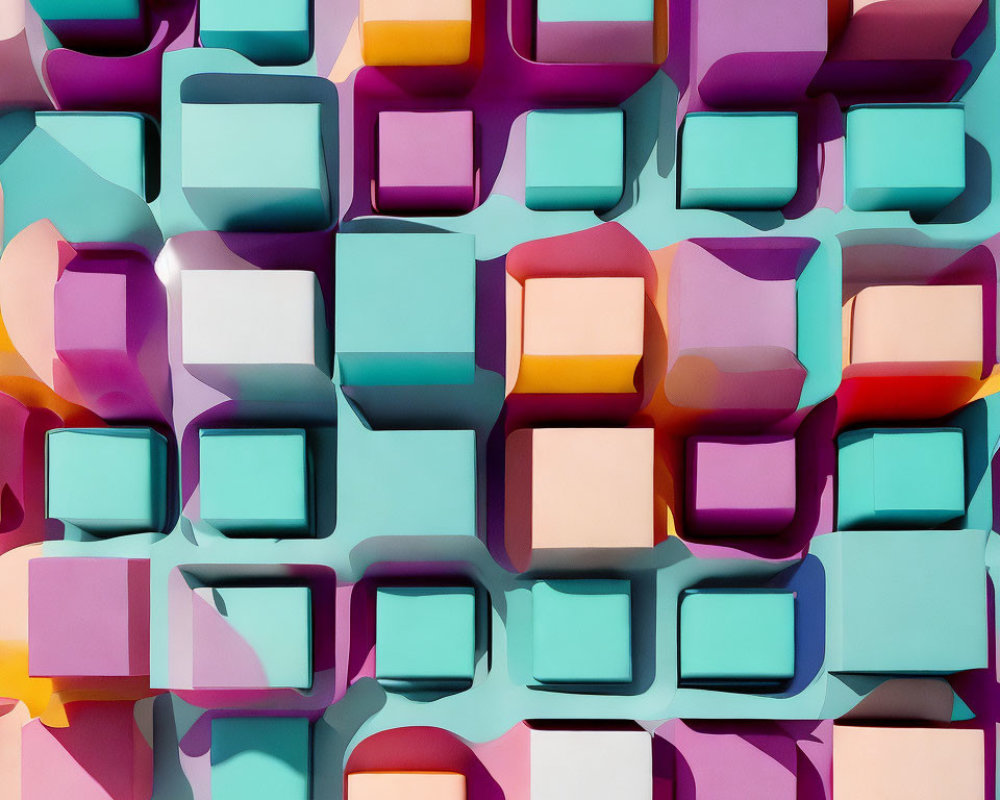 Colorful Three-Dimensional Cubes with Shadows and Highlights