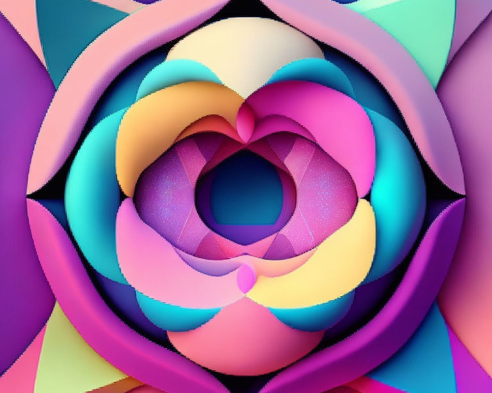 Abstract Symmetrical Petal Shapes in Colorful Gradient Hues