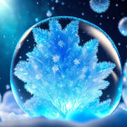 Blue Glowing Ice Crystals and Spheres in Cosmic Setting