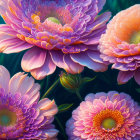 Colorful Gerbera Flowers with Detailed Petals on Dreamy Background