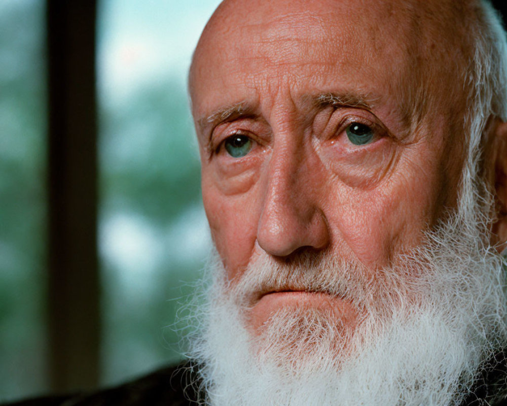 Elderly Man with White Beard and Solemn Expression Portrait